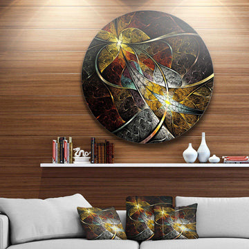 Symmetrical Fractal Flower - Floral Oversized Circle Metal Wall Art